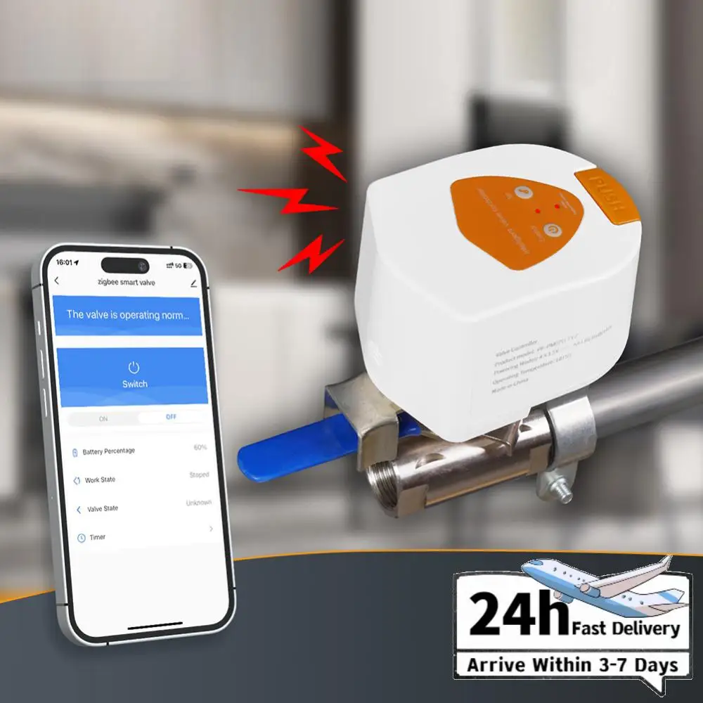 For ZigBee Water Valve Gas Shutoff Controller Compatible with Alexa & Google Home Automatic Gas Water Heater Valve Controller