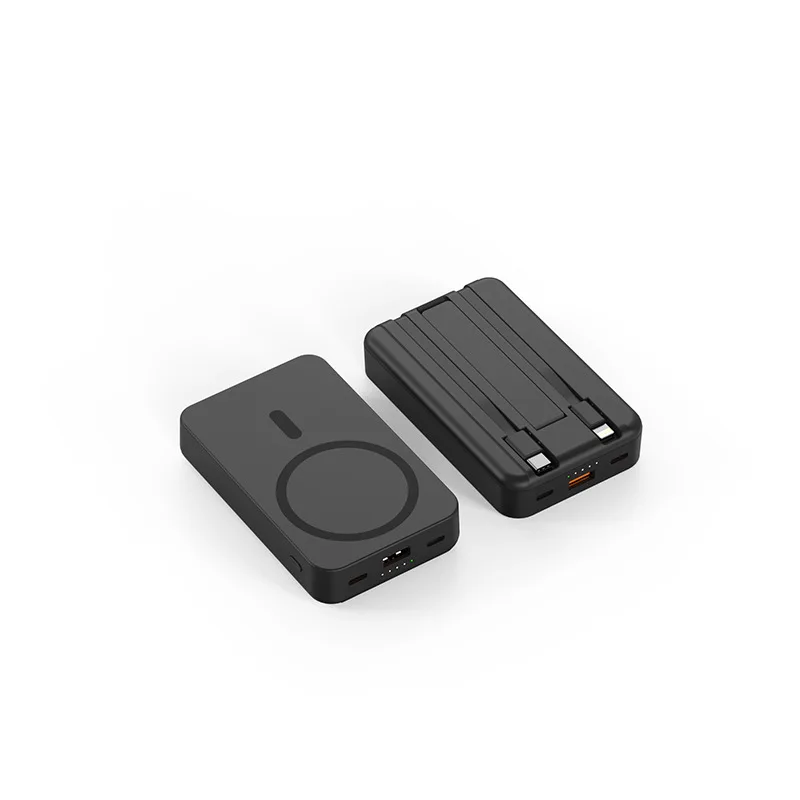 Three-In-One Wireless Fast Charging Magnetic Absorption Mobile Power Bank With Line 20000mah High Capacity Portable Charger