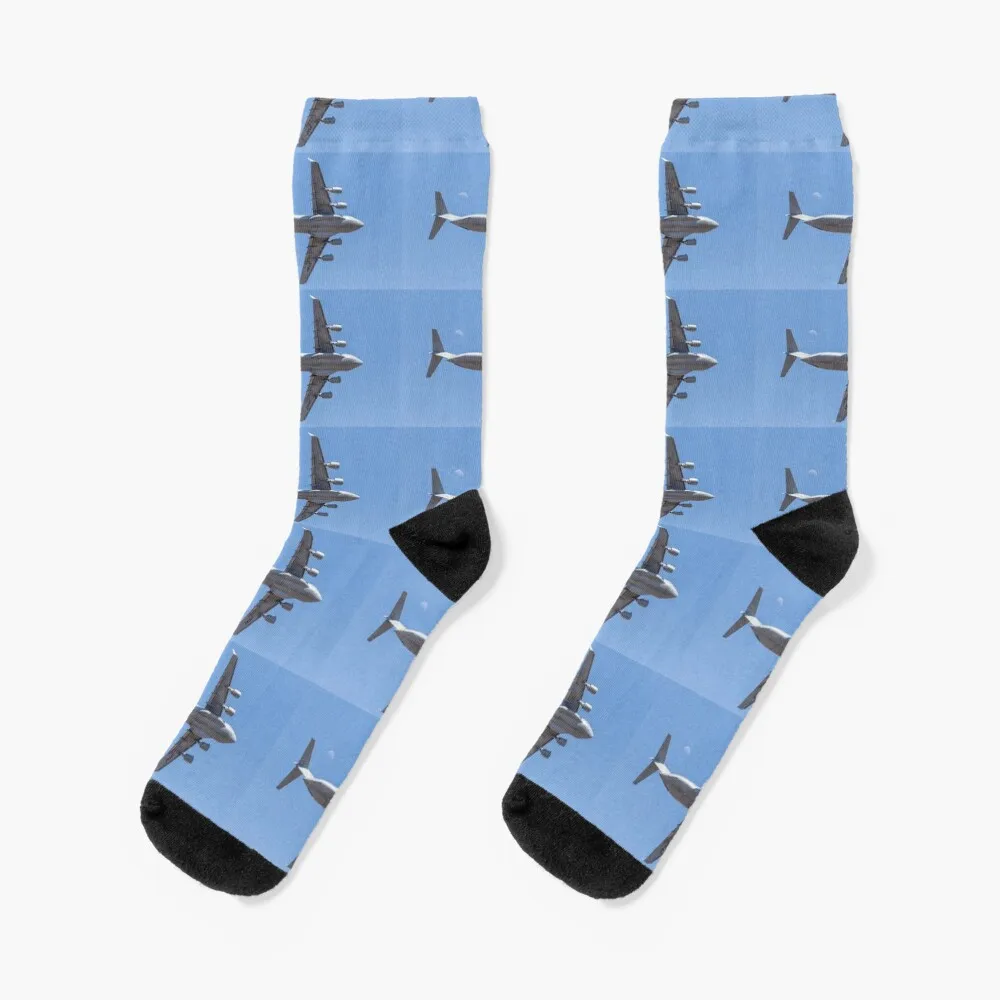

USAF C17 and the moon Socks floral funny sock Men Socks Women's