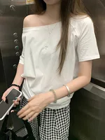 T-shirts femmes solide Simple été décontracté Cleanfit à manches courtes tout-match jeunes filles Streetwear Y2k haut vêtements esthétiques Ins 4