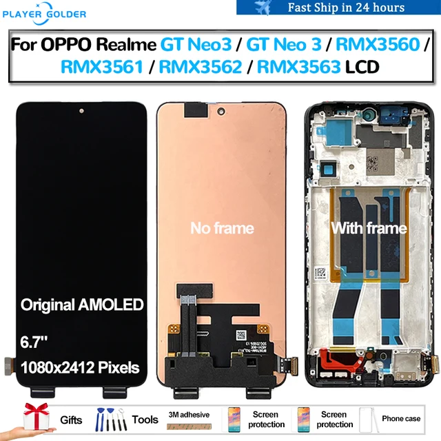 オリジナルのamoledfor oppo Realme gt,neo 3 gt,3mx3560,パネル 