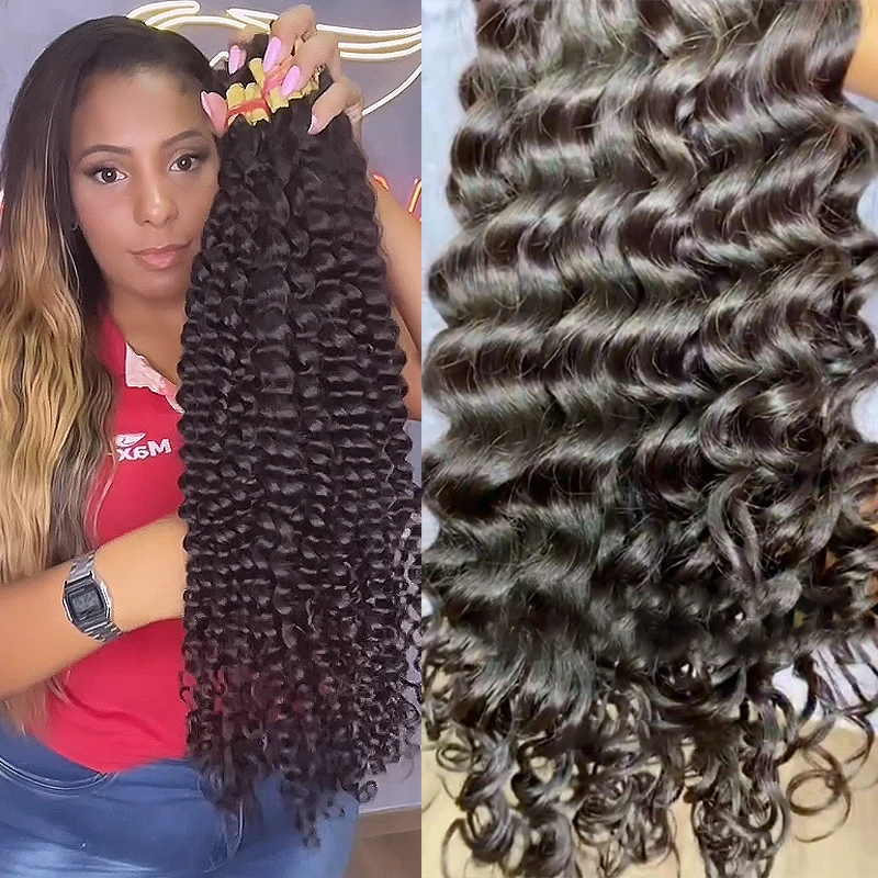 Extensions de cheveux bouclés crépus noirs naturels pour femmes, pas de trame, faisceaux de cheveux humains en vrac pour tressage, 1B #, 100G