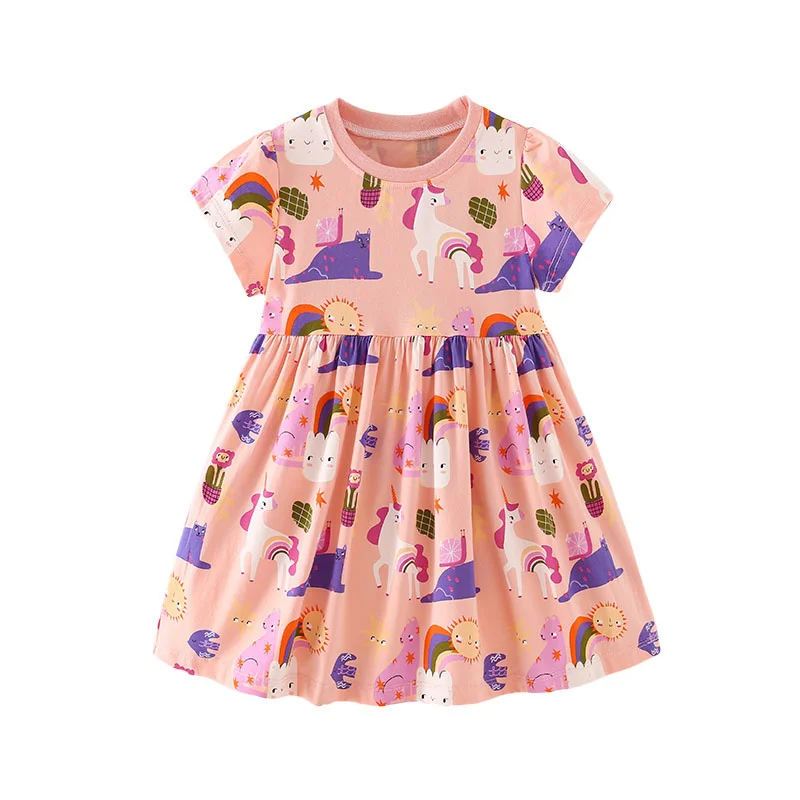 

Jumping Meters Animals Unicorn Summer Princess Girls Dresses Party Birthday Frocks Children's Costume Kids Dress