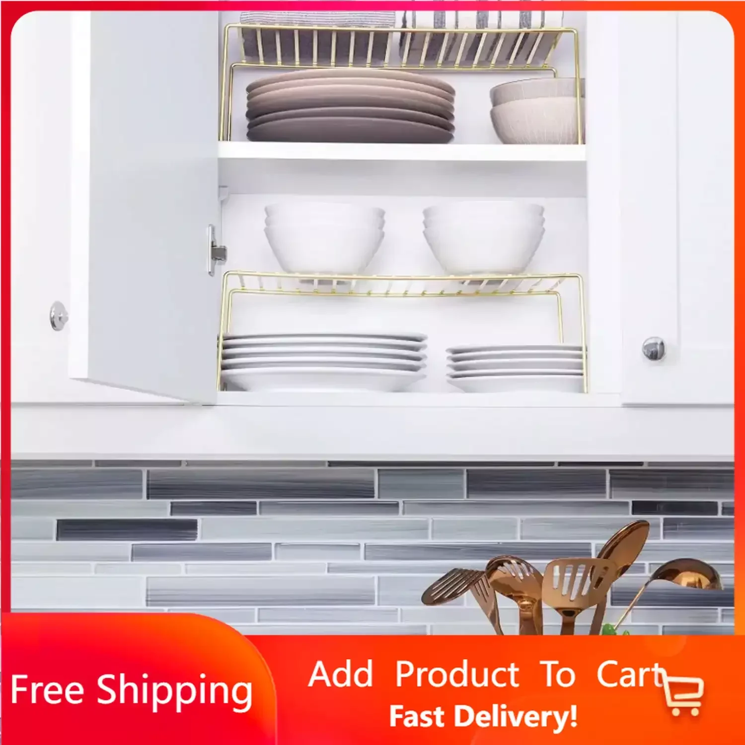 

Medium Storage Shelf Rack, Brass ,kitchen Items Closet Organizer Free Shipping