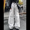 2024 Autumn High Street New Personalized Splicing Washed Straight Tube Loose Jeans for Men and Women Trendy Retro Casual Pants 5
