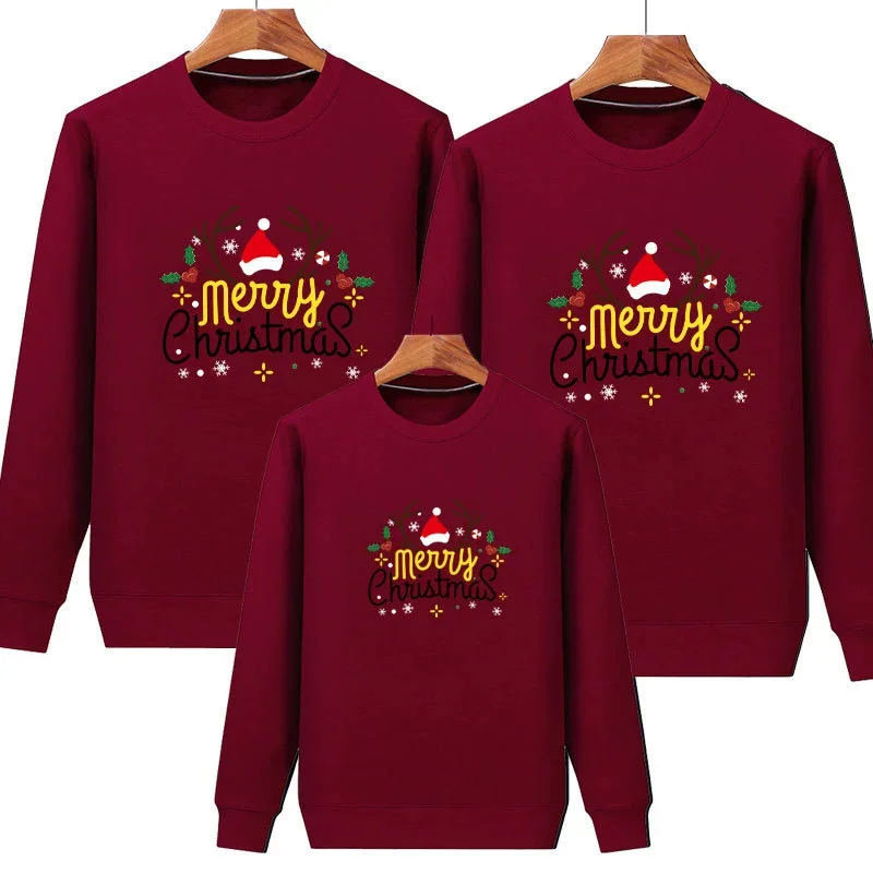 thumbnail image 1 of Conjuntos familiares a juego de Navidad Sudadera con capucha de dibujos animados de ciervos navideños Padre Madre Niños Tops de algodón Ropa para parejas, 1 of 5