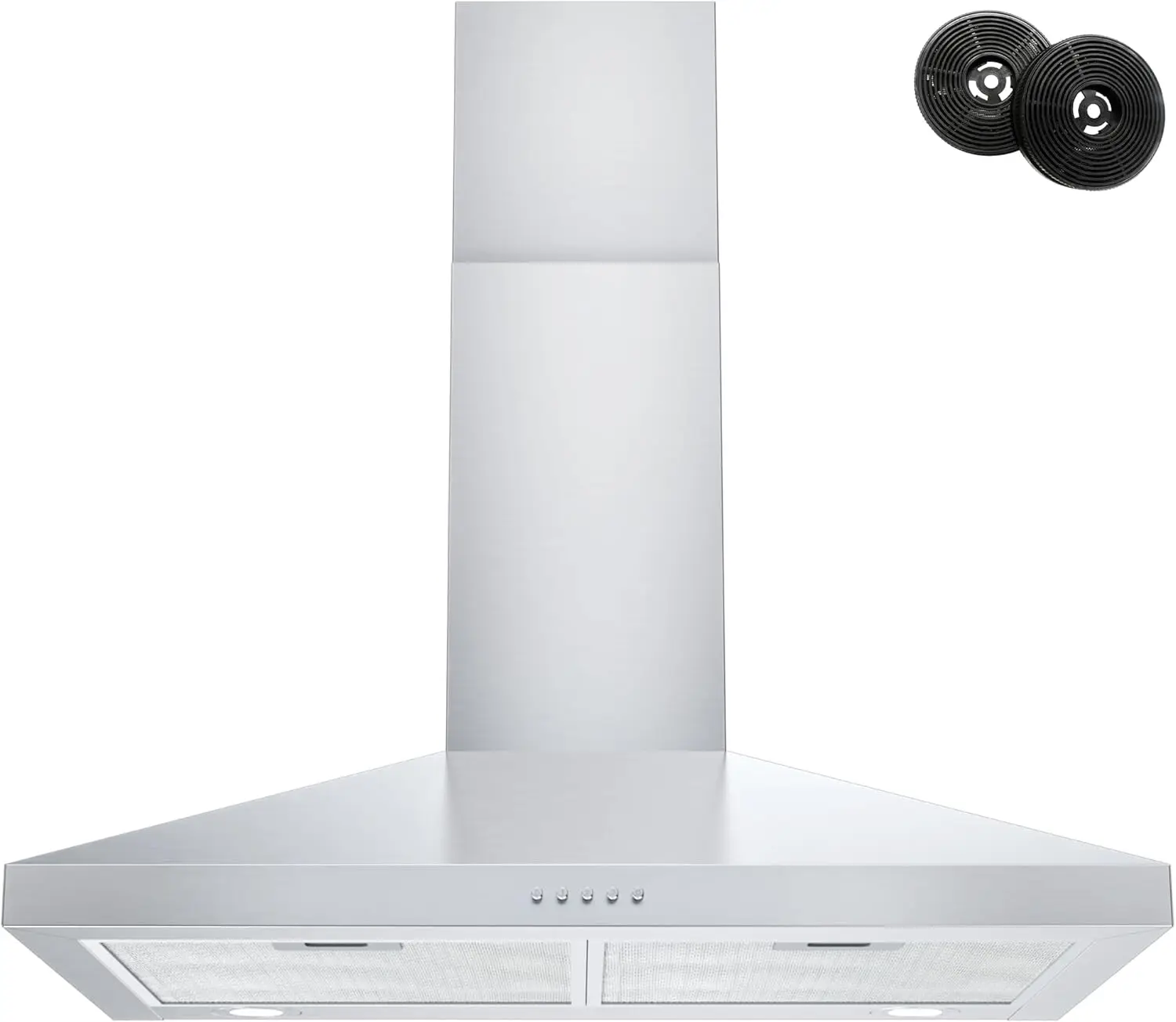 Stainless Steel Wall Mount Kitchen Hood 450 CFM with 3 Speed Exhaust Fan, Ducted/Ductless Convertible