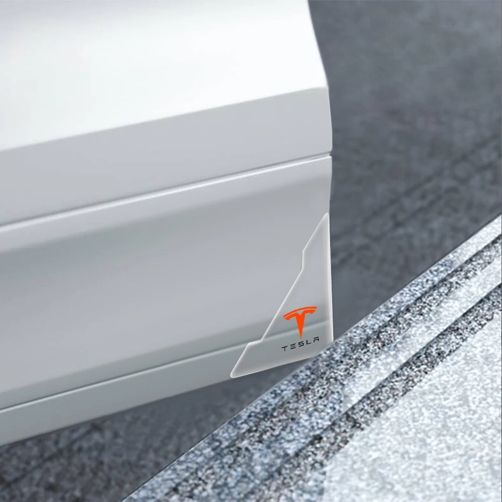 자동차 문짝 코너 충돌 방지 커버, 투명 실리콘 보호대 스크래치 방지 스티커, 테슬라용 문짝 보호 커버, 2 개
