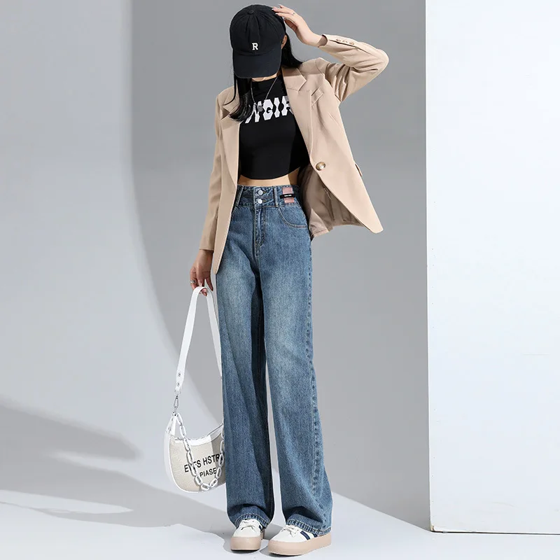 

2023 New Jeans for Women MM High Waist Wide Leg Show High Jeans for Women Slim Loose Straight Leg Pants Plus Long Pants