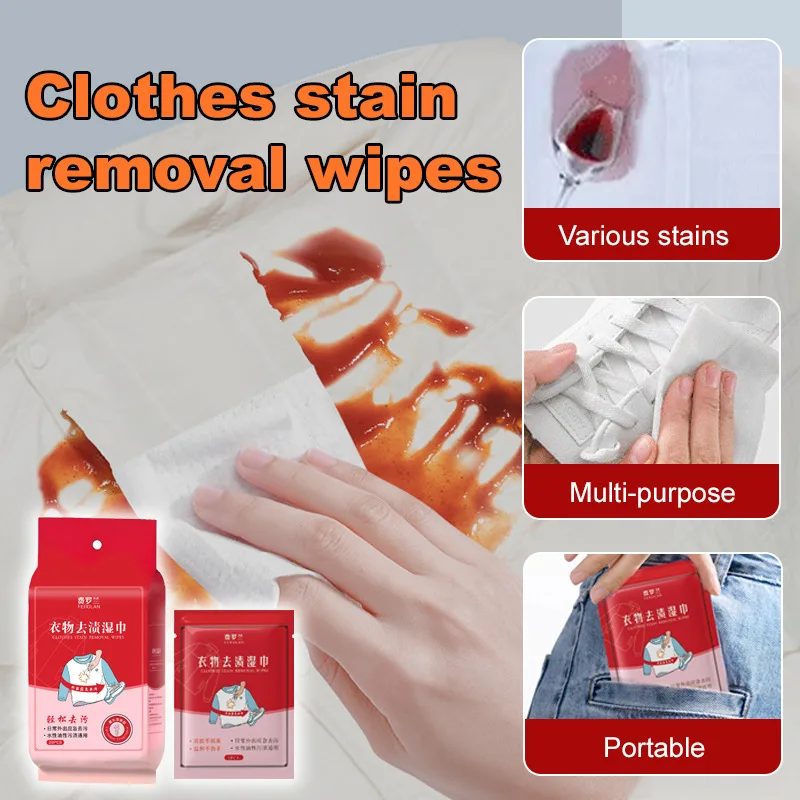Portable Clothing Stain Remover Wipes Multifunctional Non Washing Emergency Stain Removal Cleaning Disposable Down Coat Wipes