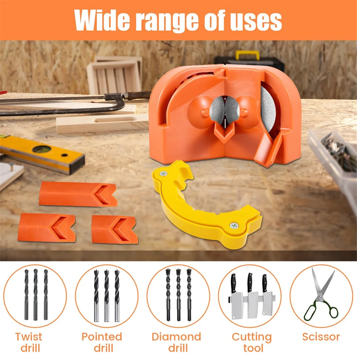 SEMOIC Drill Bit Sharpener for All Bits(5/64-5/8 Inch ), Multipurpose Drill Bit Grinding Tool Attachment with Grinding Wheels