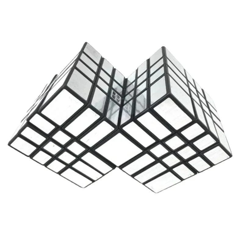 4x4 Mirror Cube Calvin's Puzzle 4x4x4 Double Cube Black Body with Silver Label (Lee Mod) Cast Coated Magic Cube Toys for Kids