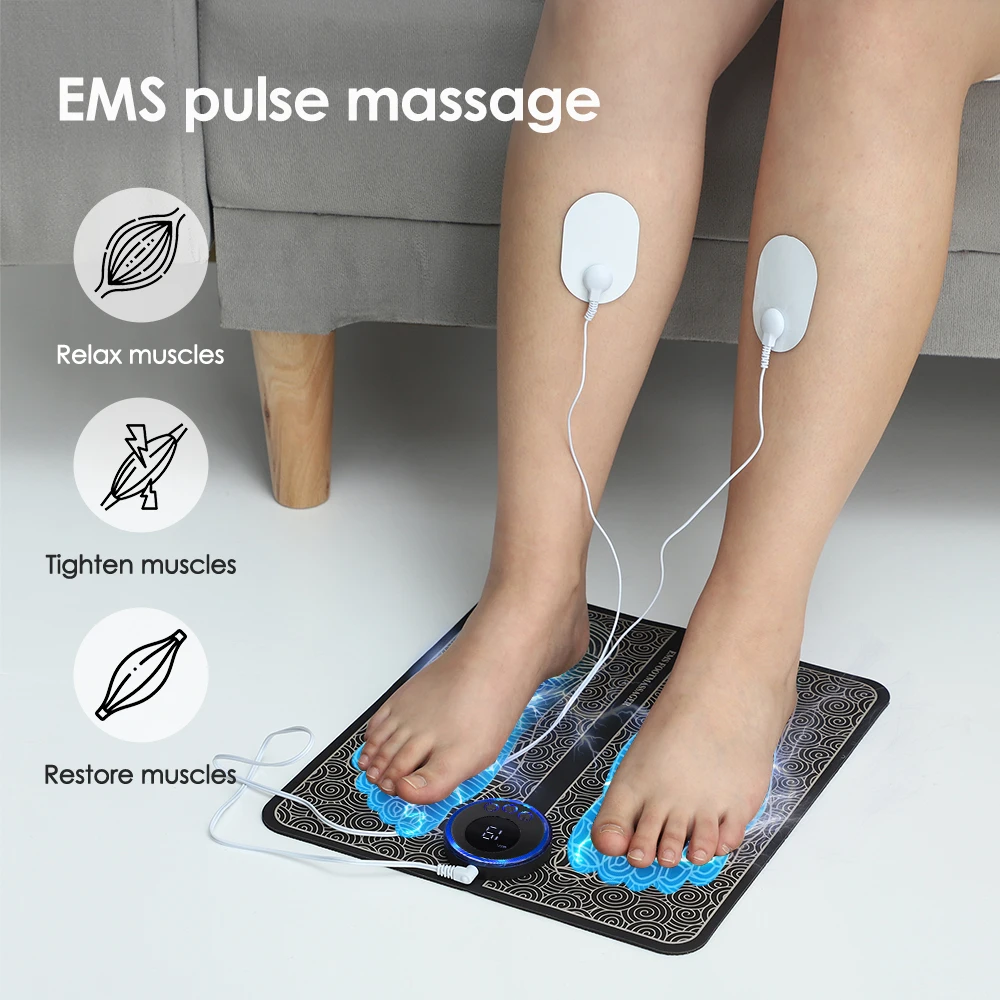 

Ems Foot Massager Pad Portable Foldable Massage Mat Pulse Muscle Stimulator Improve Blood Circulation Relief Pain Relax Feet Usb