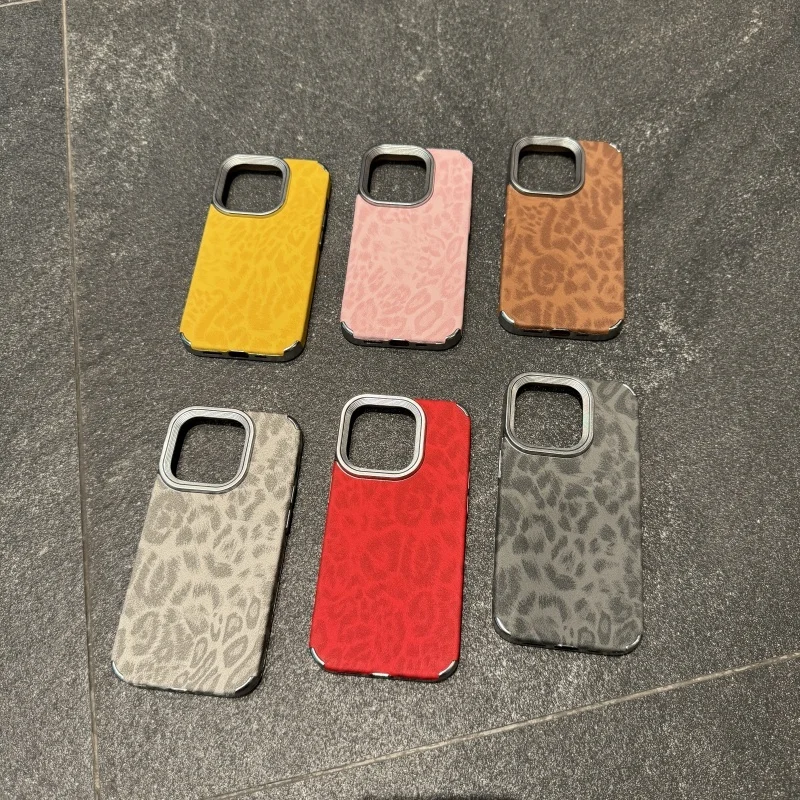 Slim Plating Retro Leopard Print Shockproof Phone Case - Fashionable Air Cushion Protection Cover