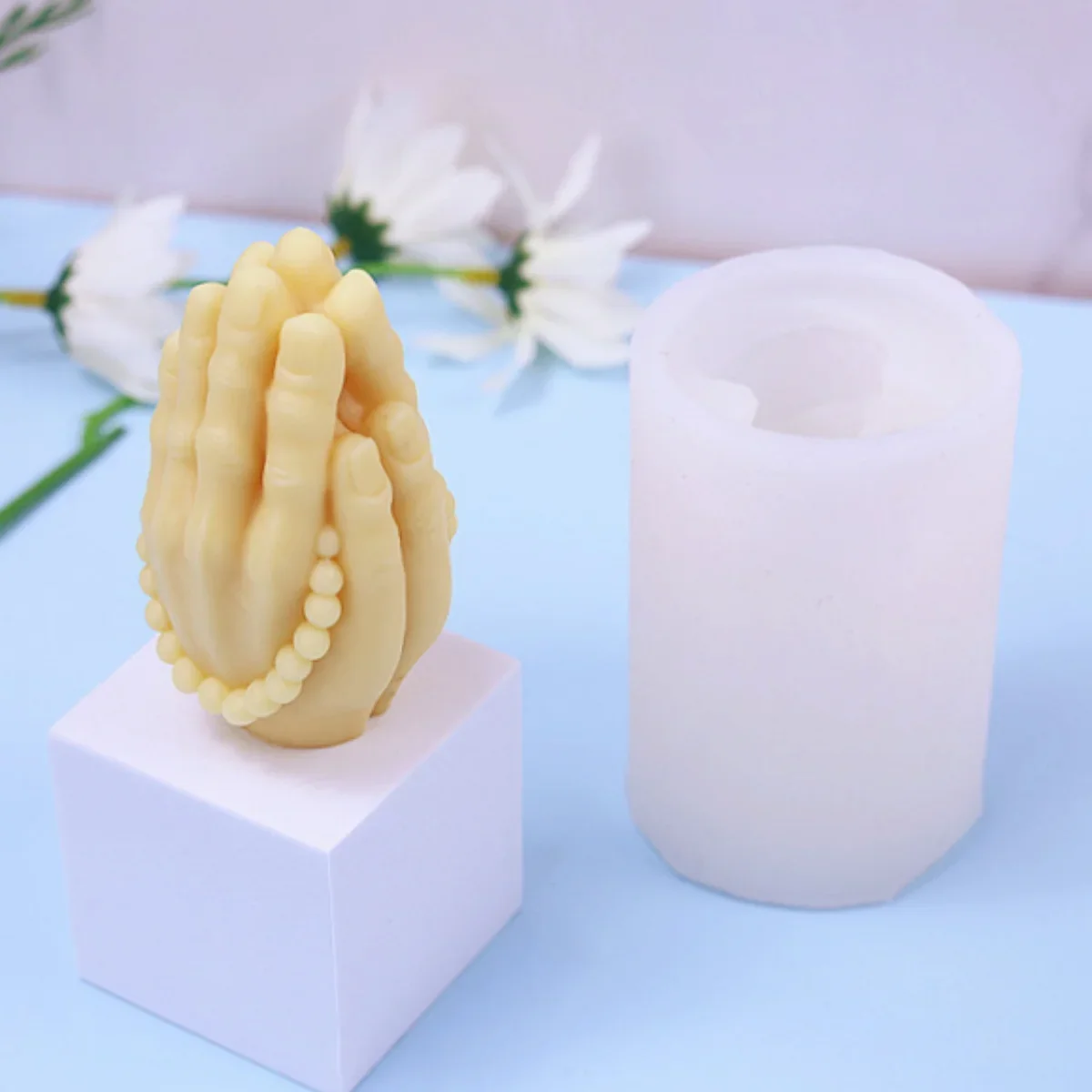 MOULE A MODELER,A Grand moule à bougie en silicone pivoine gypse d'aromathérapie moule à fleurs