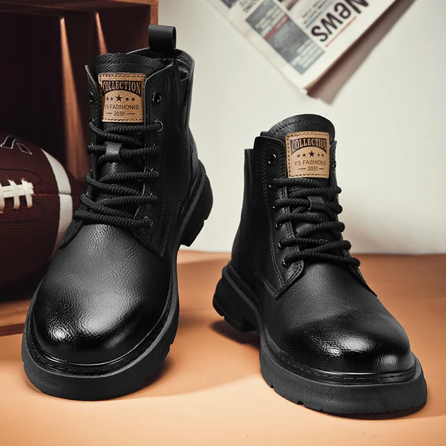 Leather Mens Winter Boots Size 13 Tanleewa Men's Leather Winter