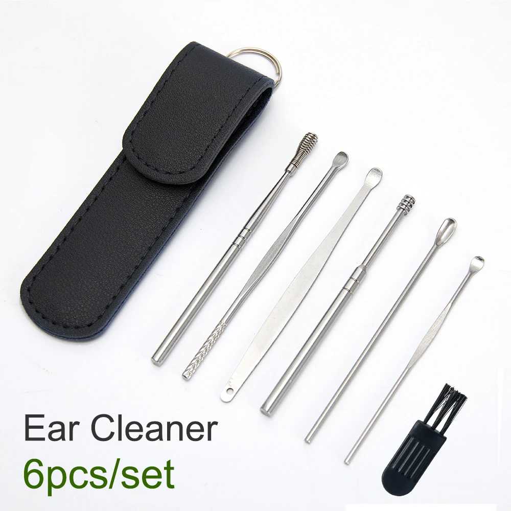 Ear Cleaner 6pcs/set Ear Wax Removal Tool Spiral Rotating EarPicking Spoon Picker Spoon For Cleaning Collecting Wax