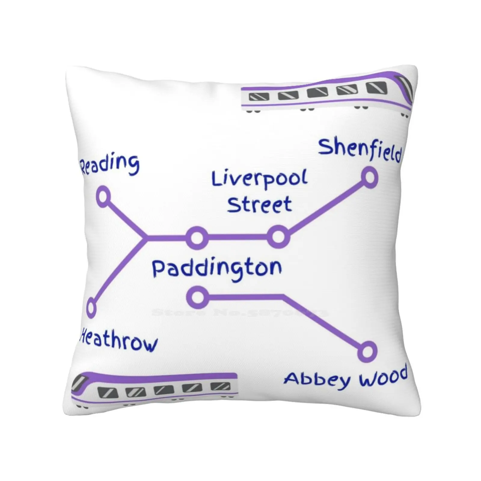 Elizabeth Line Purple Train Map Federa Per Cuscino Elizabeth Line Map Purple Train Crossrail Tfl London Underground London