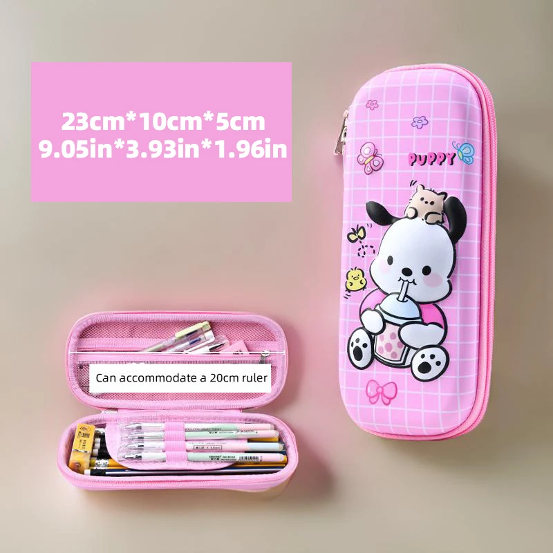 مقلمة Cinnamoroll & Kuromi، مادة PU متينة، صندوق ق...