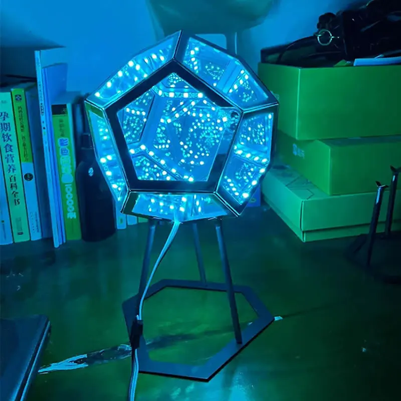 Dodecahedron-Colorful Atmosphere Night Light, Creative Cool InfiniteLoop, E-sports, 4-Dimensional Space 4