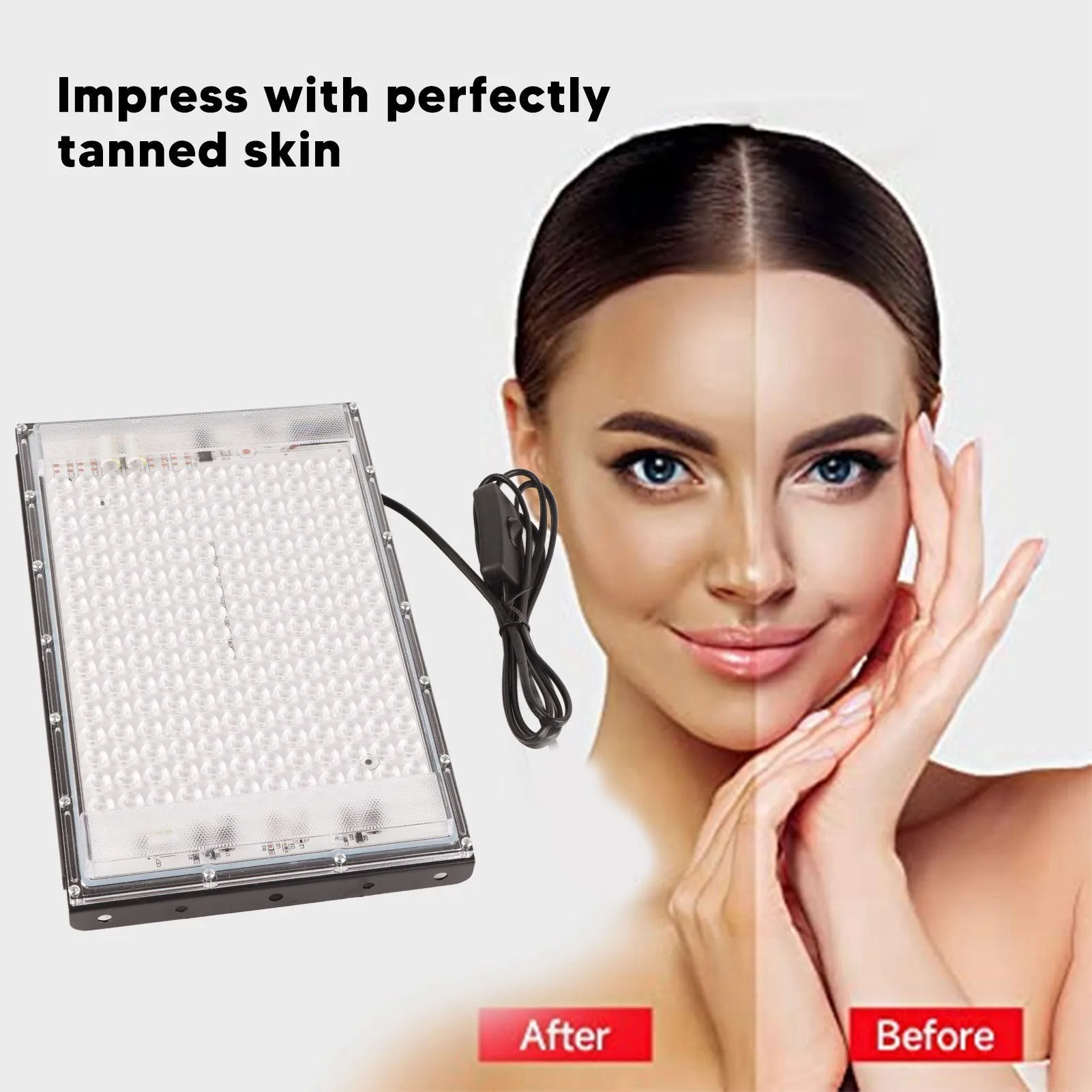Face Tanning Light Tanning Lamp 45W Full Blue 192 LEDs with Switch Portable Light for Face Body Home Use