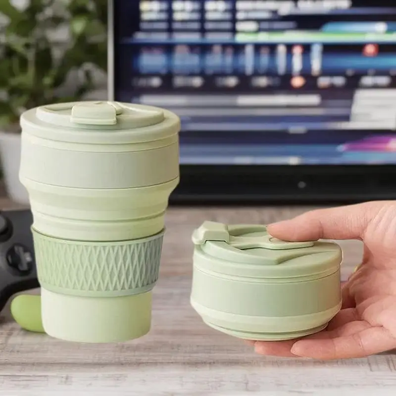 Compact 350ml Collapsible Silicone Travel Mug - BPA Free, Insulated, Outdoor Tableware