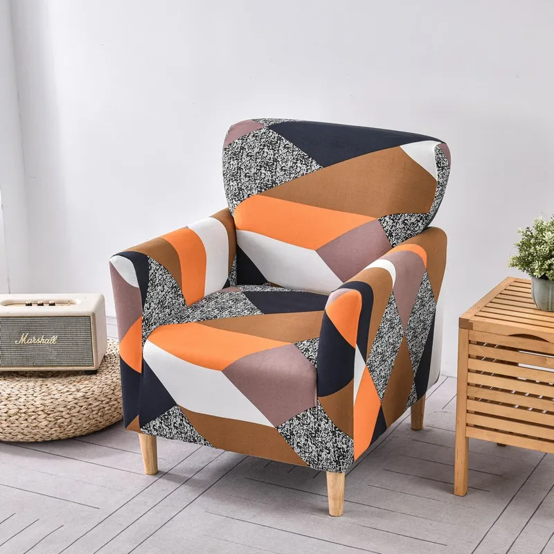 1PC Printed Soft Armchair Covers Elastic Club Tub Chair Slipcovers for Living Room Single Sofa Covers Home Bar Counter Hotel