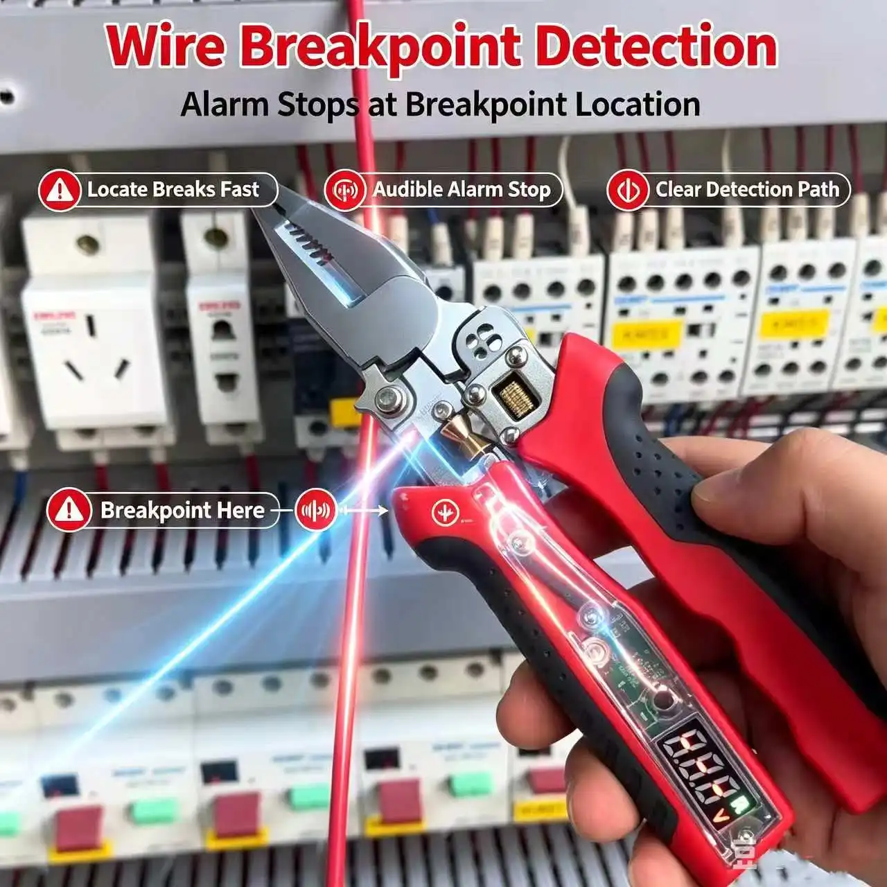 Enhanced Electrician's Multi-Tool: Adjustable Wire Stripper, Crimper & Voltage Tester