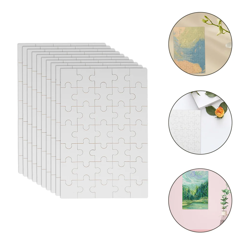 

10 Sheets DIY Blank Puzzle Thermal Transfer Rectangle Puzzles Supply Wood Sublimation Craft Jigsaw For Heat Wooden