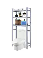Over The Toilet Storage Cabinet Bamboo Adjustable 3-Tier Above Toilet Shelf Stable Freestanding Above Toilet Organizer w 1