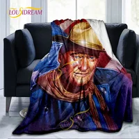John Wayne Blanket Super Soft 3D Printed Famous Cowboy Actor John Wayne Flannel Blanket Home Bedroom Washable Warm Lazy Blanket 1