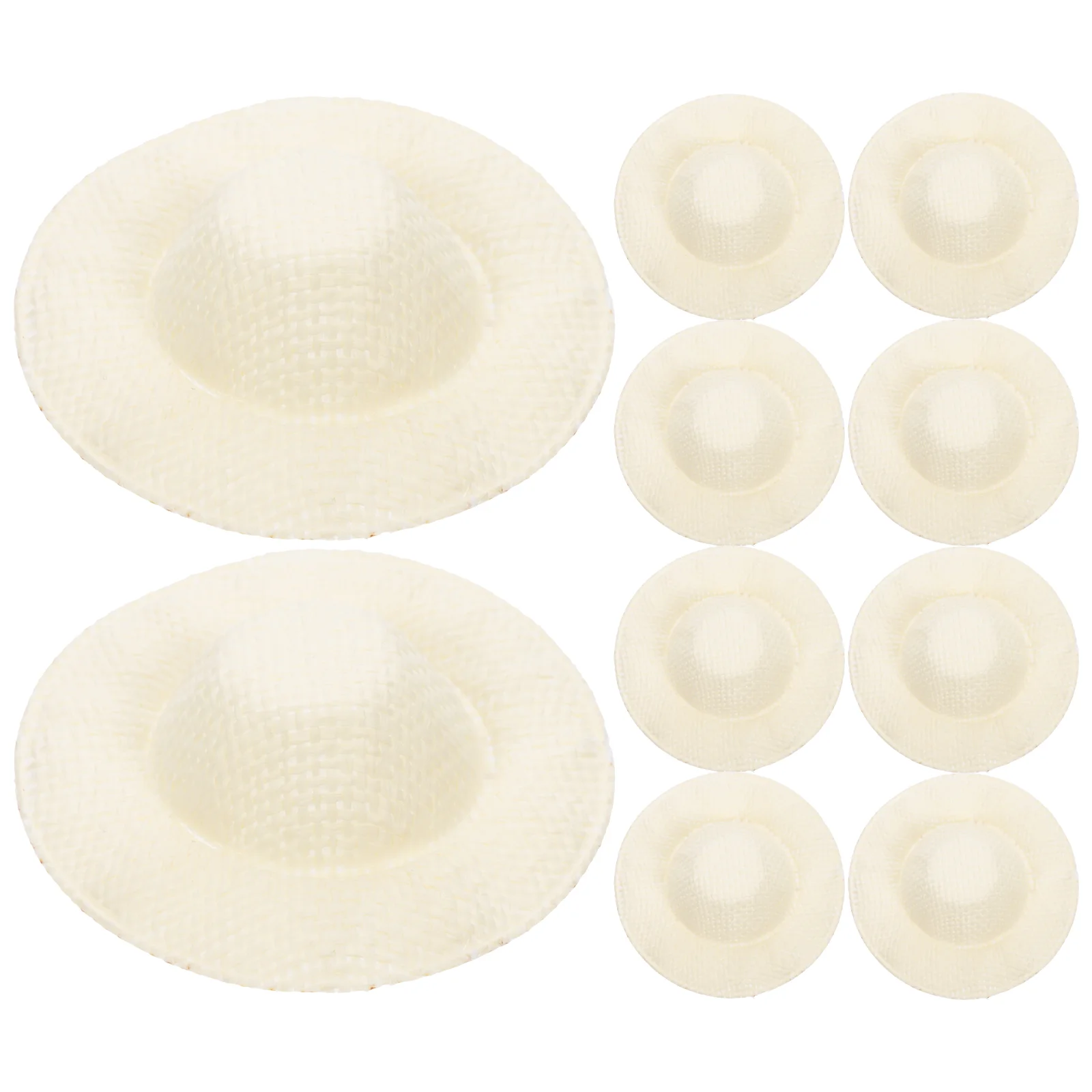 10pcs Mini Straw Hats Hats Tiny Woven Hats Dress Up Clothing Accessory new bohemian white straw braided belt women summer pp straw woven waistband beach style elastic wide belt clothing accessory hot