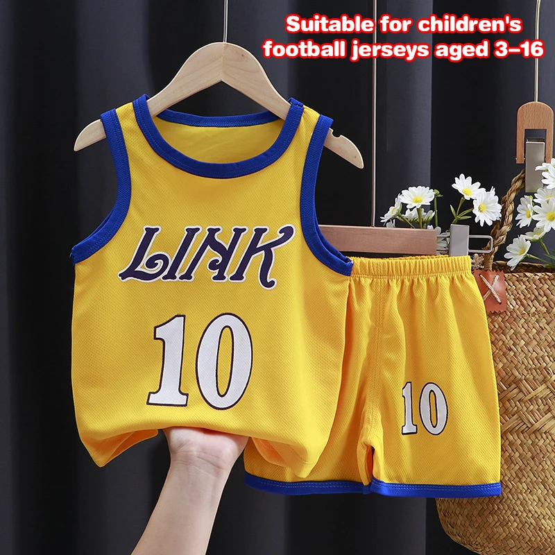 Summer Boys Girl Sports Clothes Suit Basketball Children Fashion Leisure T-shirt 2pcs Set Kids Tracksuits