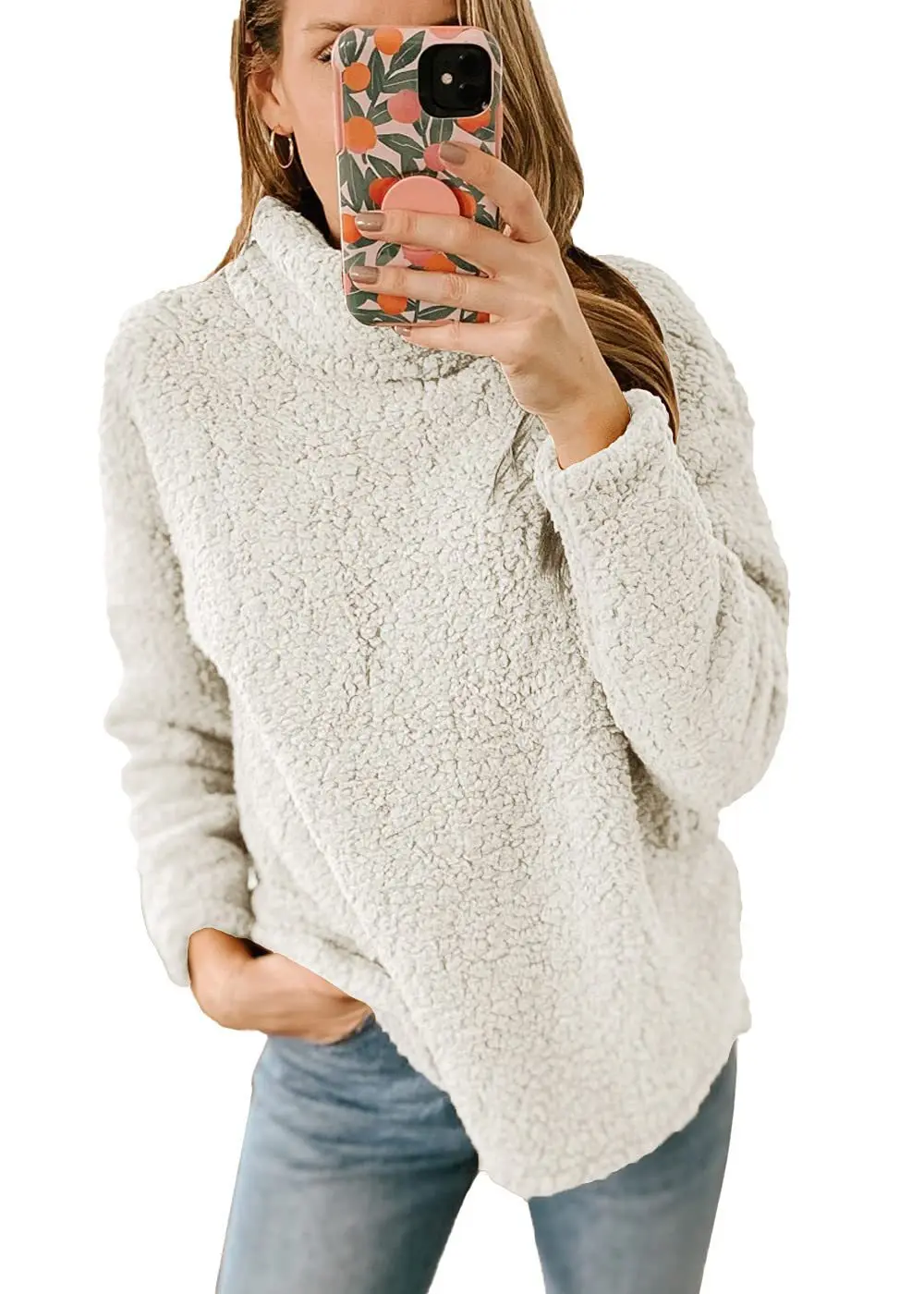 2023 Autumn and Winter New Women's Fashion Warm Fur High Neck Solid Color Sweater Casual Versatile Comfortable Top