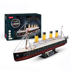 3D Puzzle Paper LED Titanic Ship Model 266pcs Cruise Jigsaw Toys Lighting Building Kits Home Decoration Gifts for Adults