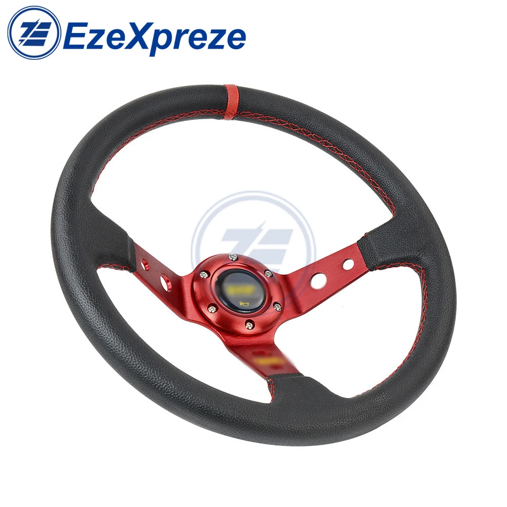 4 Colors 14inch 350mm Car Racing Sport Steering Wheel with Horn Aluminum Bracket and PVC Leather Button