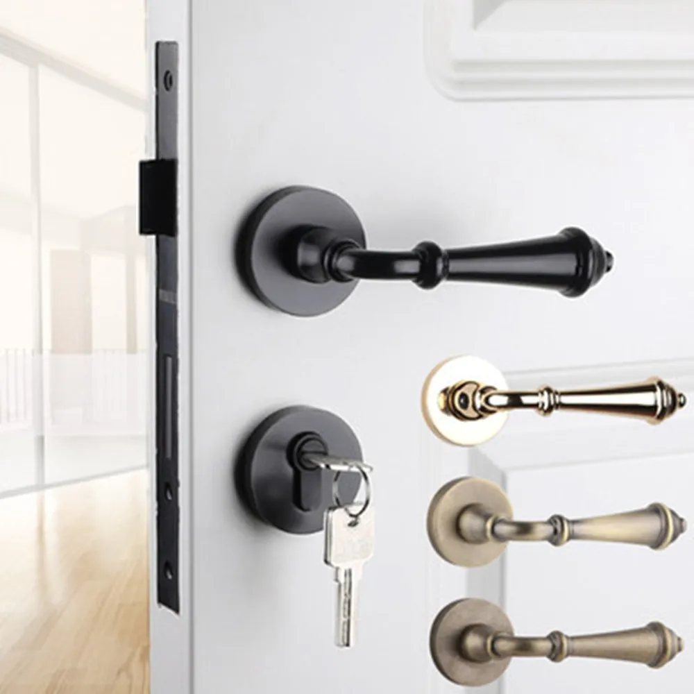 TopQualitySolidGoldSilentMechanicalInteriorDoorLockBlack