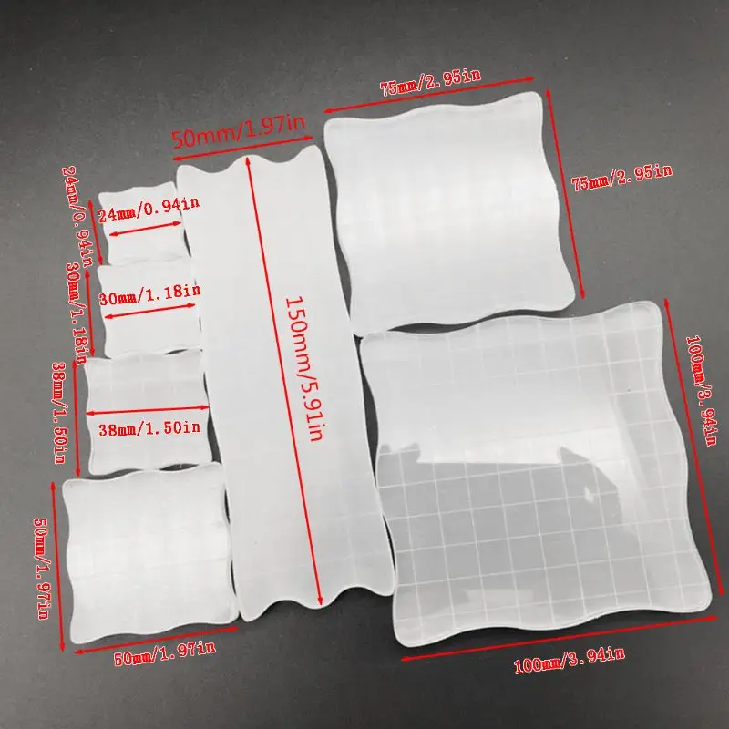 KX4B 7pcs/set Transparent Acrylic Clear Stamp Block Pad Scrapbooking DIY Handmade Tool Edges Stamping