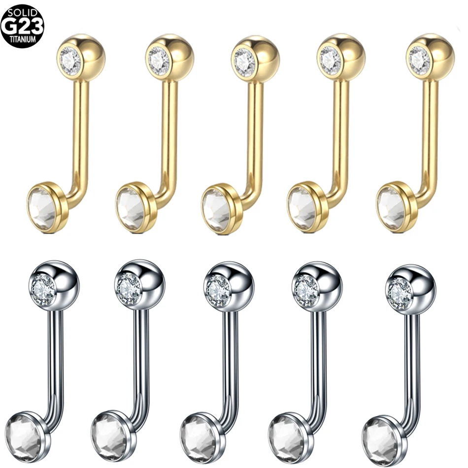 

Кольцо для пирсинга G23 с фианитами, титановое вертикальное Ювелирное Украшение для пирсинга с капюшоном, с фианитами, пупка, 14G, 10 штук в партии