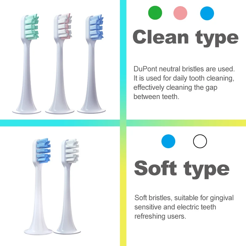 Toothbrush Heads Replacement Toothbrush Heads For Xiaomi T300 T500 Sonic Electric Teeth Brush Mijia T300 Nozzles With Dust Cover Vacuum Packaging