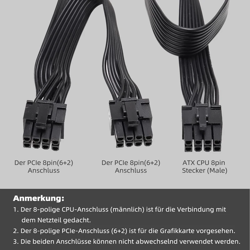 ATX CPU 8-Pin Male To Dual Pcie 8-Pin (6+2) Male Power Supply Cable For Corsair Modular Power Supply RM/HX/CX-M
