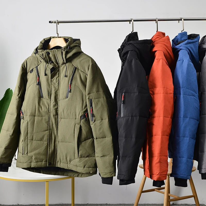 

Windproof Winter Parkas Men Down Jacket Men Puffer Jacket White Duck Down Jacket Hooded Snow Outdoor Thick Warm Padded Coat