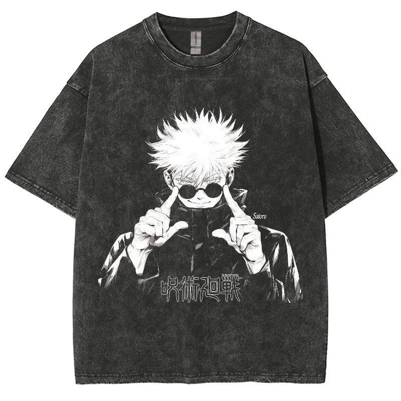 Anime Jujutsu Kaisen Gojo Satoru T Shirts Washed Men Women Cotton Harajuku T-Shirts Ryomen Sukuna Retro for Men Women Tops Tees 4