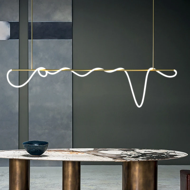 Led Chandelier Long Hose Table Dining Room Kitchen Bar Minimalist Pendant Lamp Home Decor Lighting