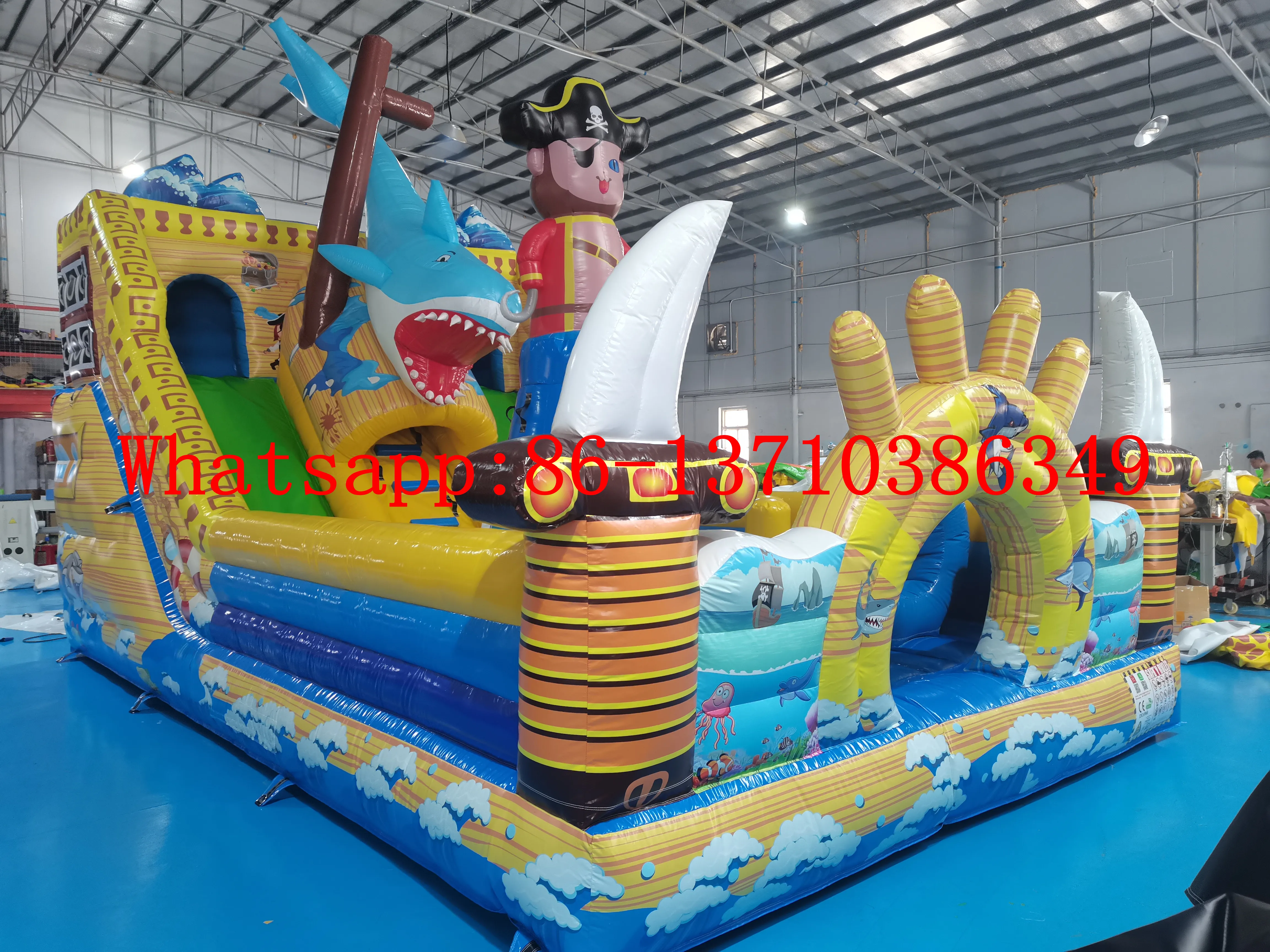 

Hot selling commercial kids indoor and outdoor pirate ship theme inflatable pool slide castle