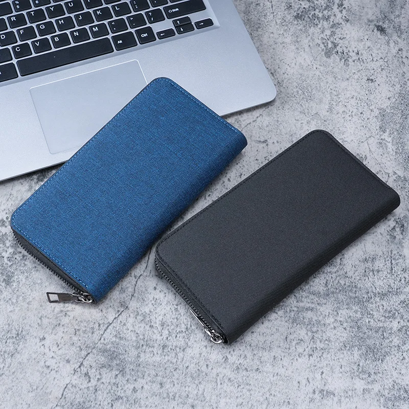Mens Large Capacity Canvas Wallet - Multi-Card Zipper Clutch