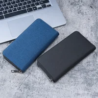 Portefeuille à fermeture éclair longue pour homme, pochette en toile multi-cartes, grande capacité, affaires, nouveau 5