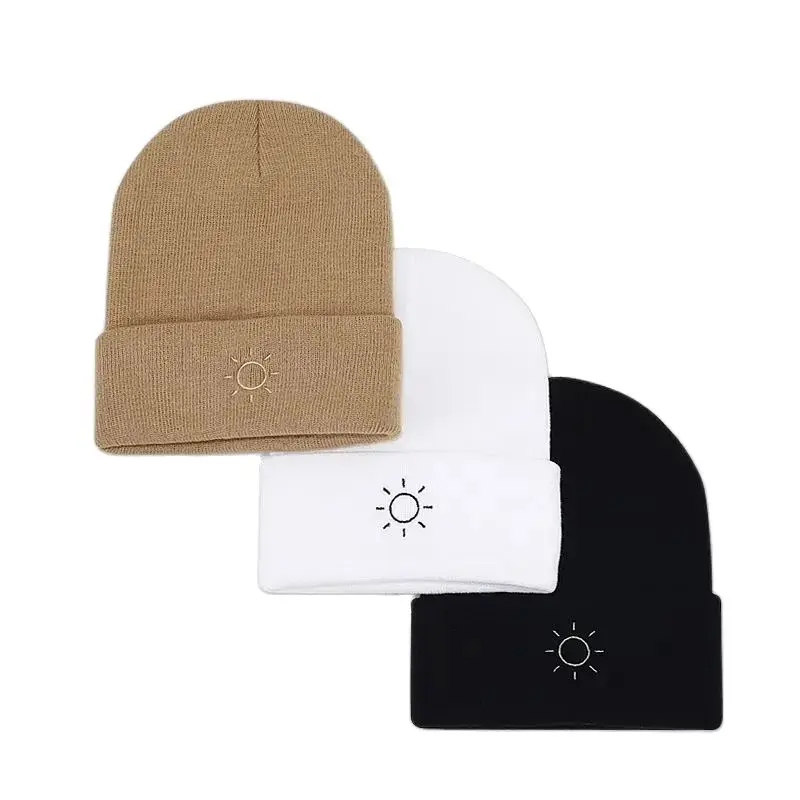 

Autumn and Winter Cotton Cartoon Embroidery Thicken Knitted Hat Winter Warm Hat Skullies Cap Beanie Hat for Men and Women 140