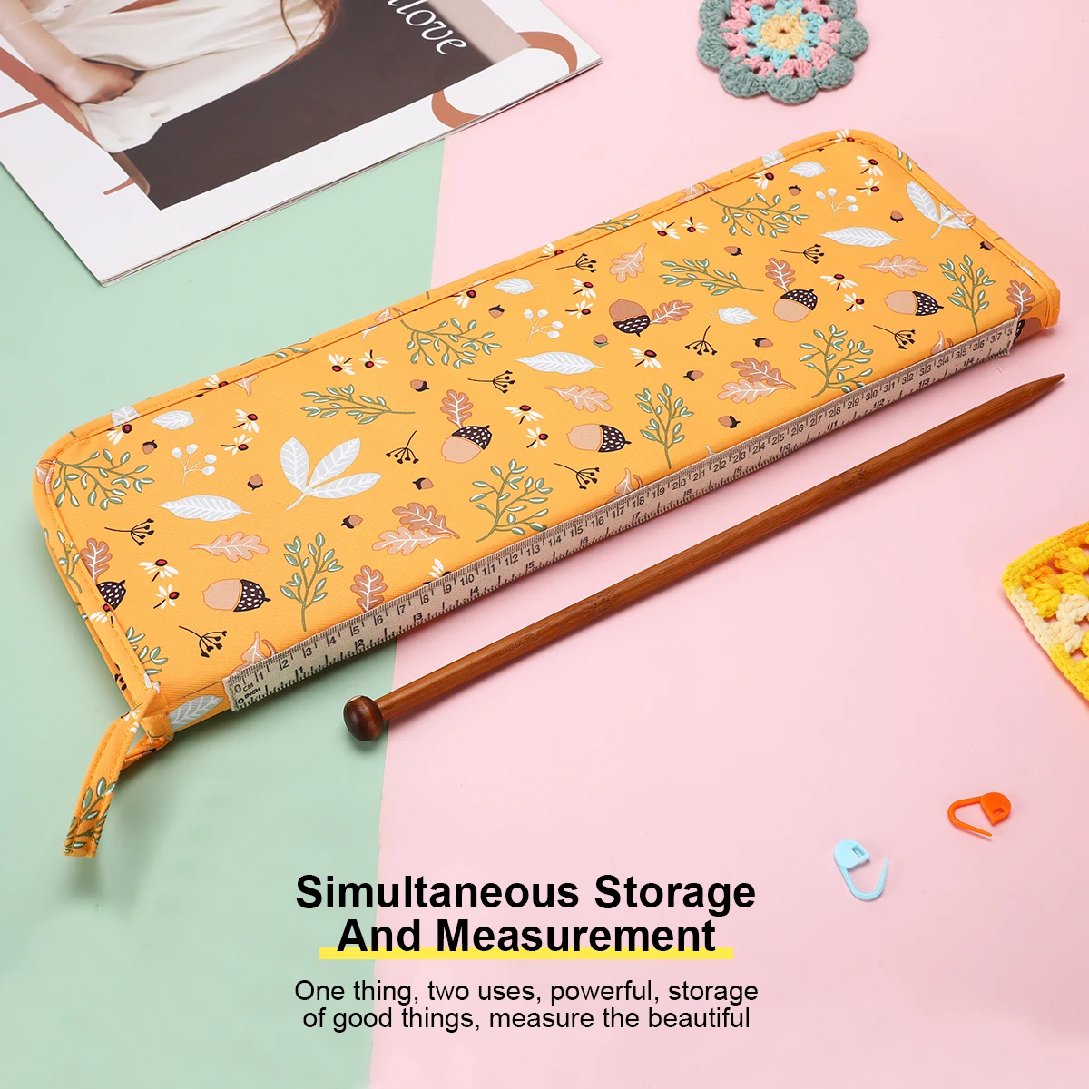 Knitting Tool Organizer Portable Stick Needles Bag Waterproof Daisy Crochet Tote For Sewing Tools Accessories Gift