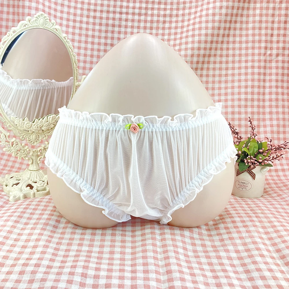 

Men Sissy Briefs Lace Lady Mesh Sheer Underpants Sexy Gay Bugle Pouch Long Sheath Underwear Plus Size Transparent Lingerie